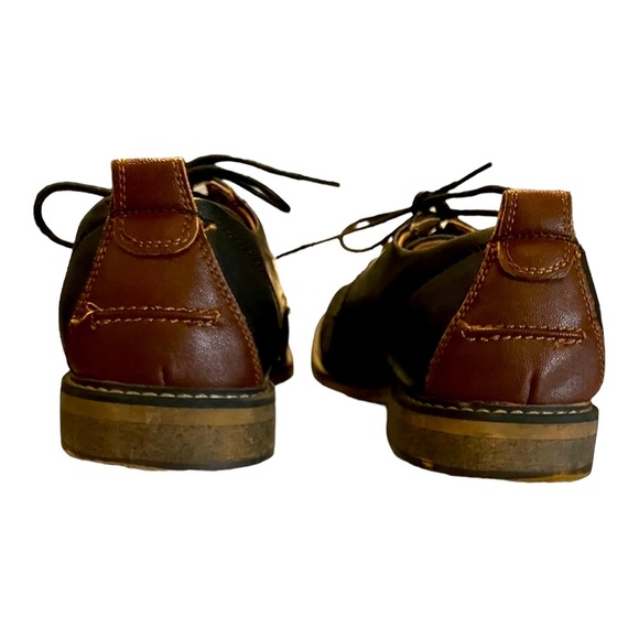 MADDEN Yanton.Men's Black Leather Oxford Shoes Denim Like Pattern Wingtips - Picture 5 of 8